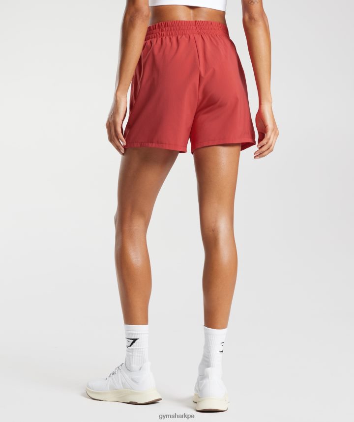 Gymsharkshorts tejidos con bolsillo mujer rojo secado al sol PFTJ2N56 ropa