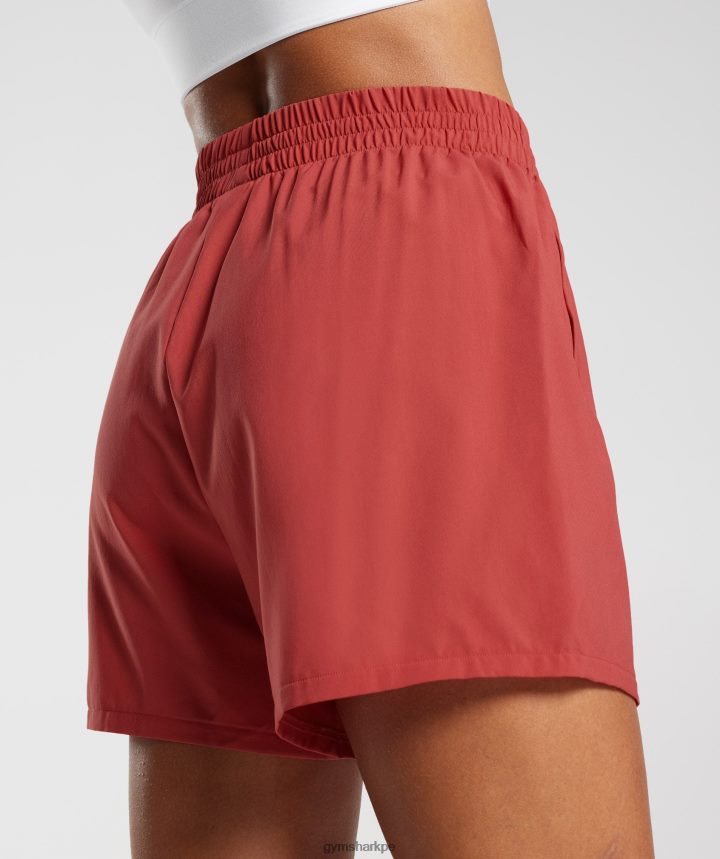 Gymsharkshorts tejidos con bolsillo mujer rojo secado al sol PFTJ2N56 ropa