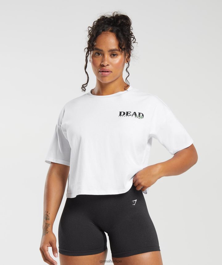 Gymsharkcamiseta midi peso muerto mujer blanco PFTJ2N426 ropa