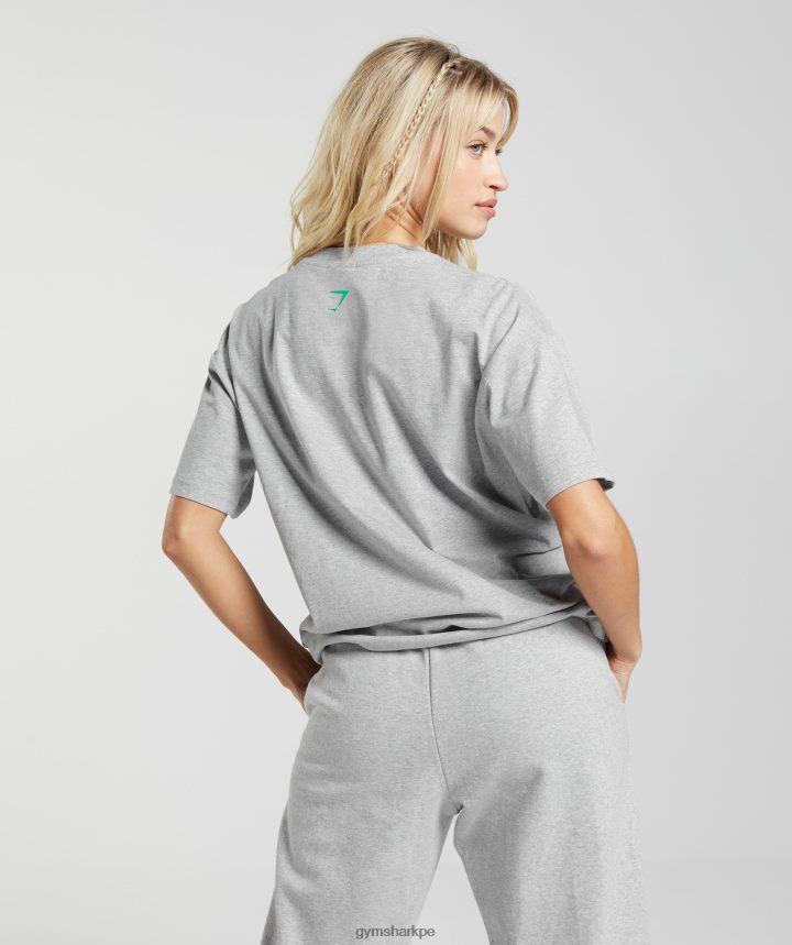 Gymsharkcamiseta oversize maxed out mujer marga gris claro PFTJ2N482 ropa