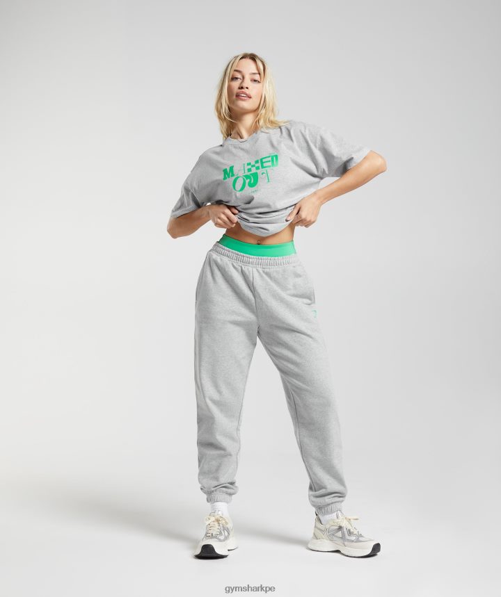 Gymsharkcamiseta oversize maxed out mujer marga gris claro PFTJ2N482 ropa