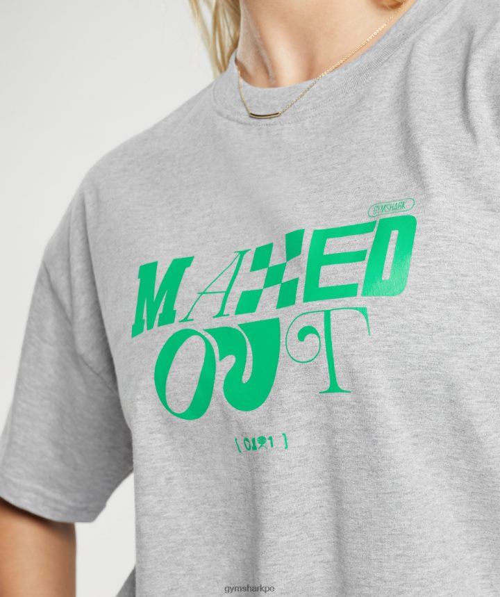 Gymsharkcamiseta oversize maxed out mujer marga gris claro PFTJ2N482 ropa