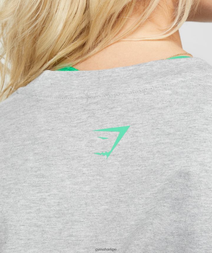 Gymsharkcamiseta oversize maxed out mujer marga gris claro PFTJ2N482 ropa