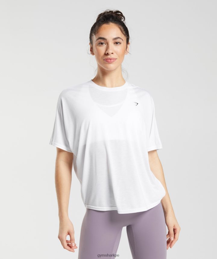 Gymsharkcamiseta súper suave mujer blanco PFTJ2N437 ropa