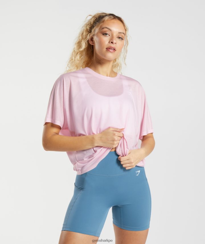 Gymsharkcamiseta súper suave mujer rosa tiza PFTJ2N425 ropa