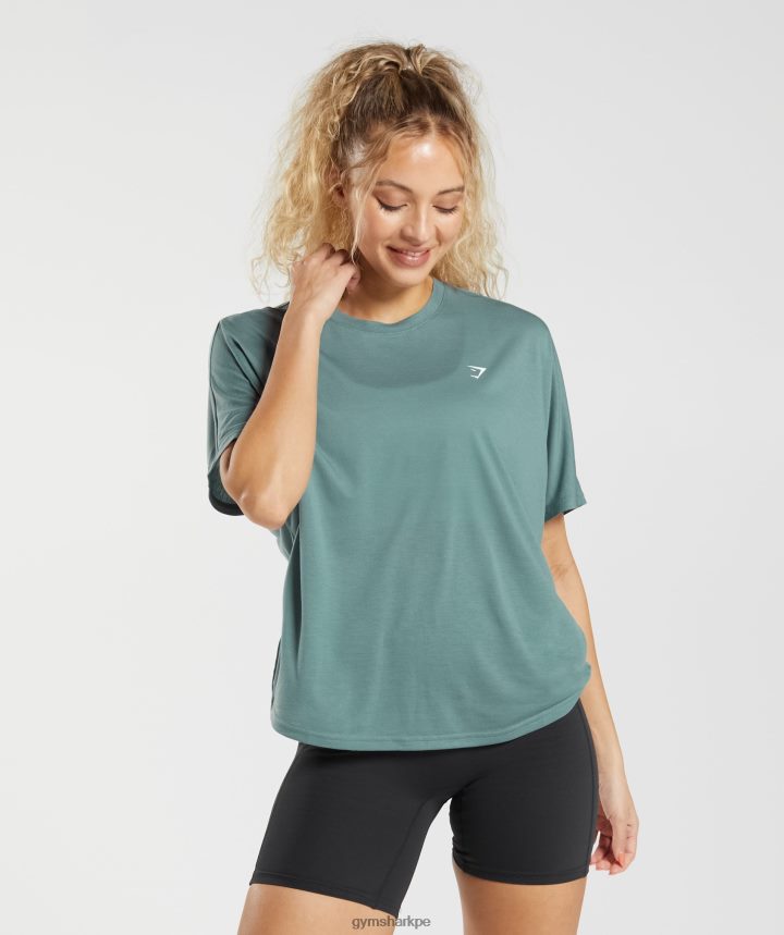 Gymsharkcamiseta súper suave mujer trueno azul PFTJ2N415 ropa
