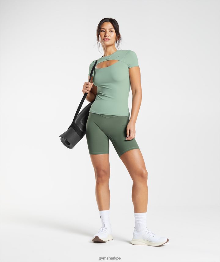 Gymsharkelevar la parte superior mujer verde salvia del desierto PFTJ2N445 ropa