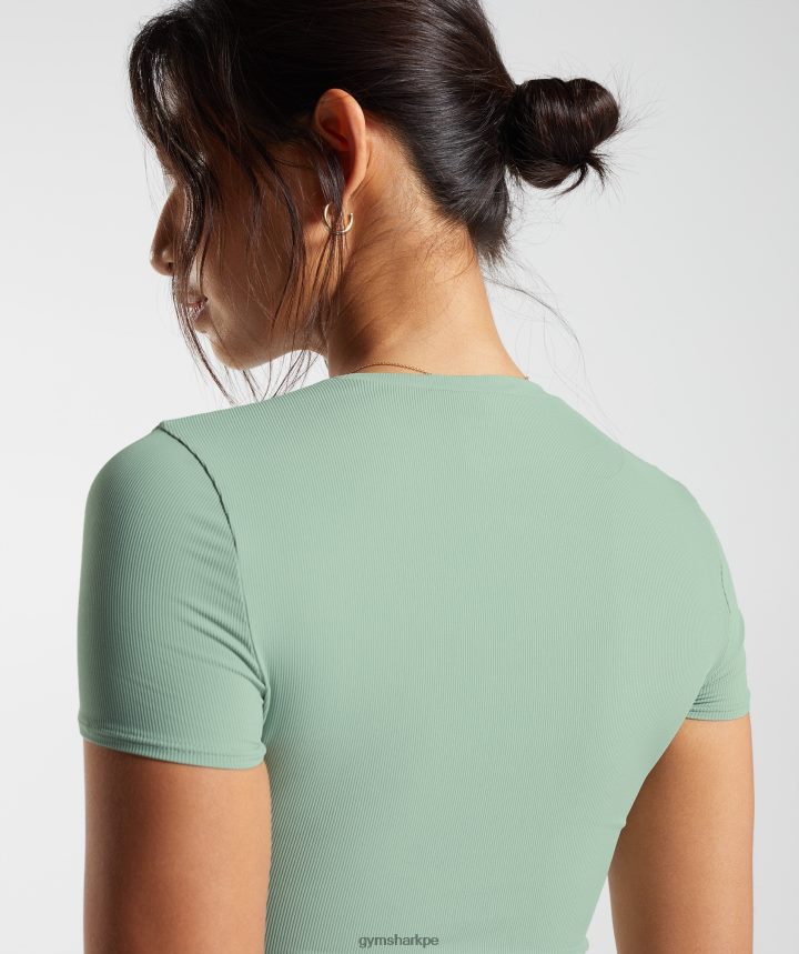 Gymsharkelevar la parte superior mujer verde salvia del desierto PFTJ2N445 ropa