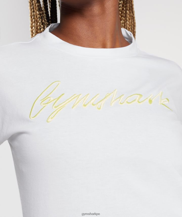 Gymsharkplayera midi con gráfico bordado mujer blanco PFTJ2N414 ropa