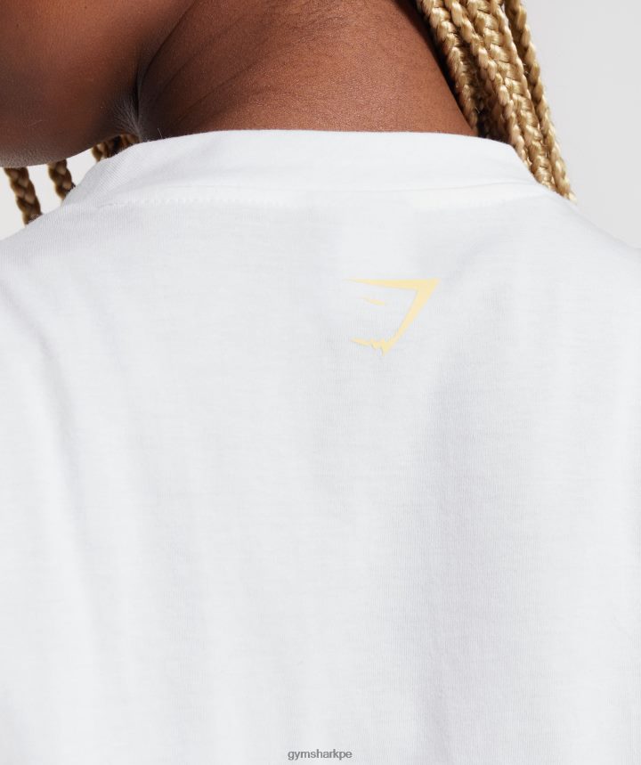 Gymsharkplayera midi con gráfico bordado mujer blanco PFTJ2N414 ropa