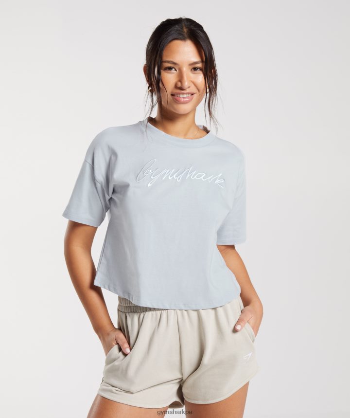 Gymsharkplayera midi con gráfico bordado mujer piedra de rio gris PFTJ2N486 ropa