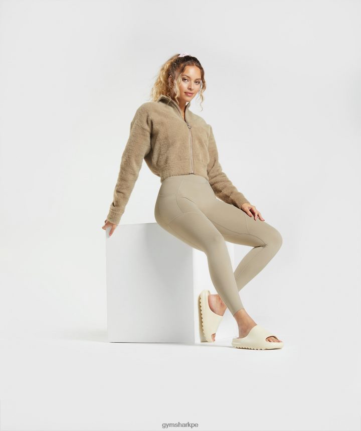 Gymsharkchamarra tejida con pestañas whitney mujer marrón cemento PFTJ2N400 ropa