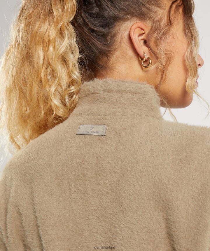 Gymsharkchamarra tejida con pestañas whitney mujer marrón cemento PFTJ2N400 ropa