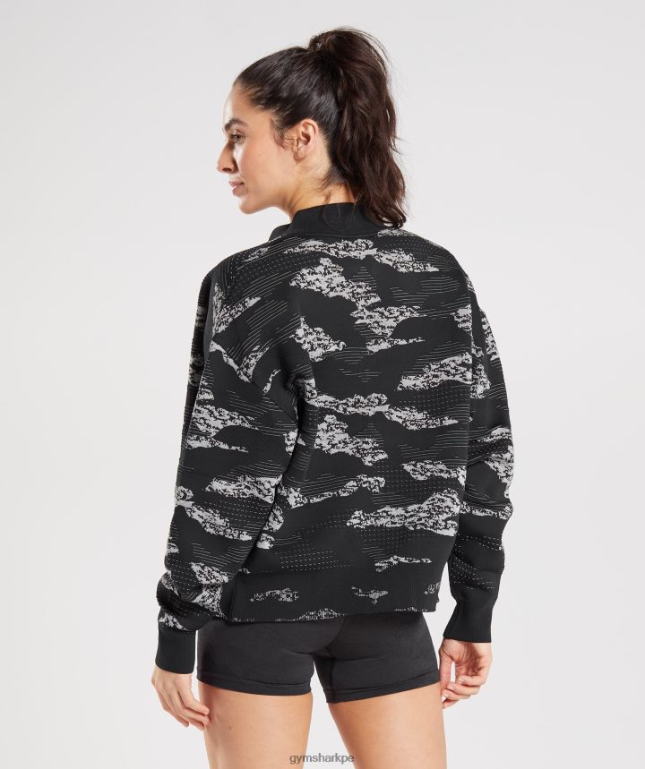 Gymsharkchaqueta de chándal Adapt Camo sin costuras mujer negro/gris claro PFTJ2N383 ropa