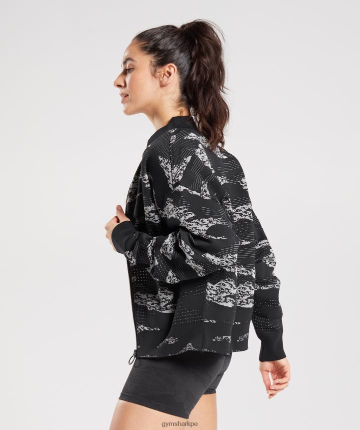 Gymsharkchaqueta de chándal Adapt Camo sin costuras mujer negro/gris claro PFTJ2N383 ropa