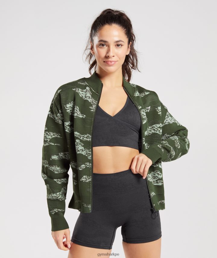 Gymsharkchaqueta de chándal Adapt Camo sin costuras mujer oliva musgo/verde aloe PFTJ2N371 ropa
