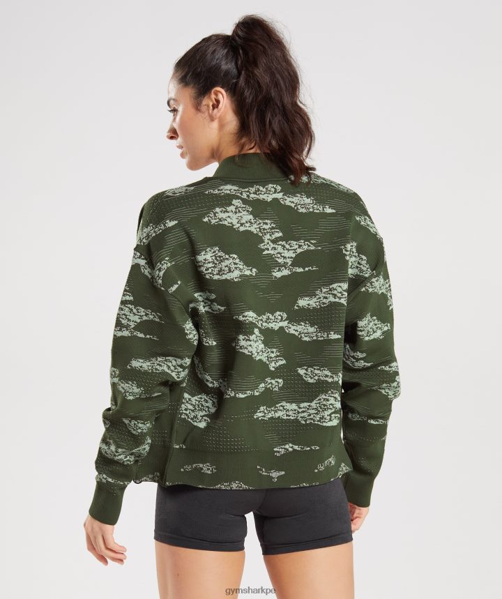 Gymsharkchaqueta de chándal Adapt Camo sin costuras mujer oliva musgo/verde aloe PFTJ2N371 ropa