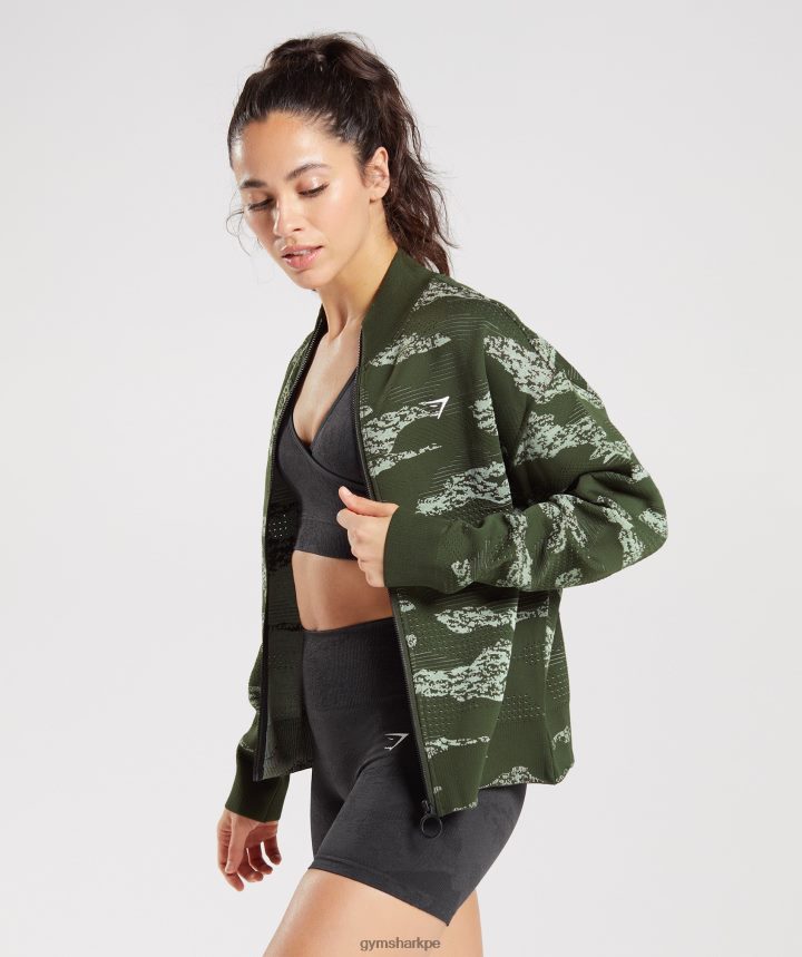 Gymsharkchaqueta de chándal Adapt Camo sin costuras mujer oliva musgo/verde aloe PFTJ2N371 ropa