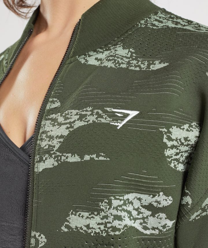 Gymsharkchaqueta de chándal Adapt Camo sin costuras mujer oliva musgo/verde aloe PFTJ2N371 ropa