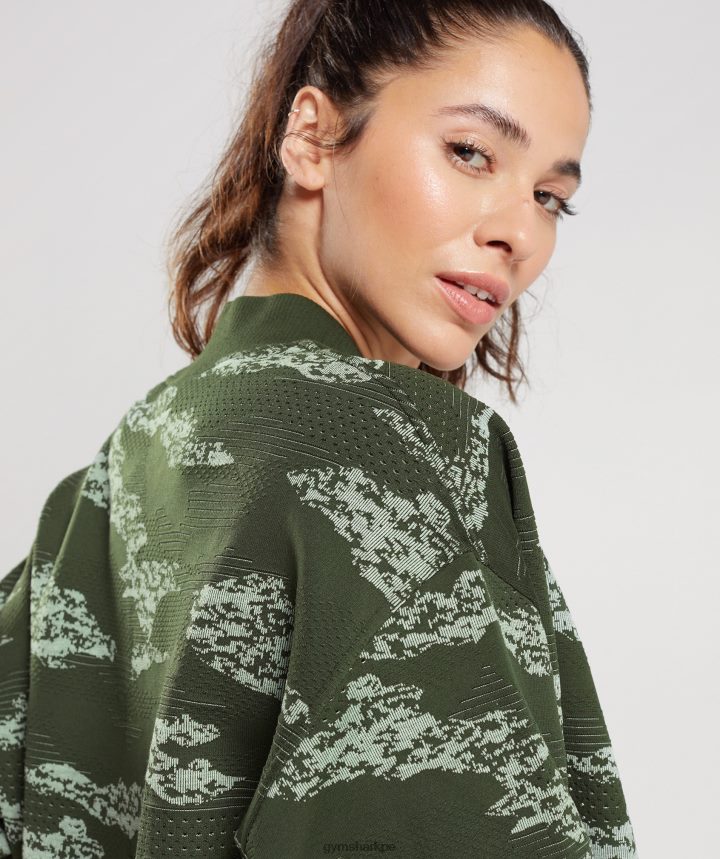 Gymsharkchaqueta de chándal Adapt Camo sin costuras mujer oliva musgo/verde aloe PFTJ2N371 ropa