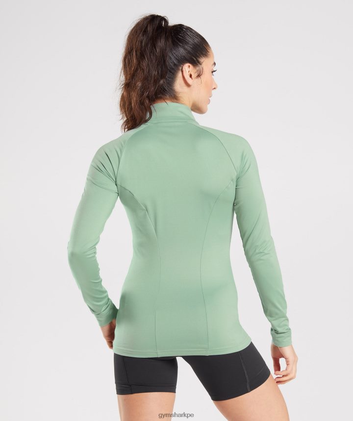 Gymsharkchaqueta de entrenamiento con cremallera mujer verde salvia del desierto PFTJ2N344 ropa