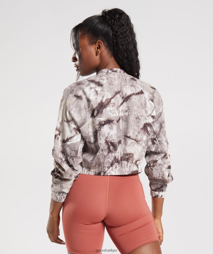 Gymsharkchaqueta tejida elevada mujer tinte en aerosol marrón cemento PFTJ2N367 ropa