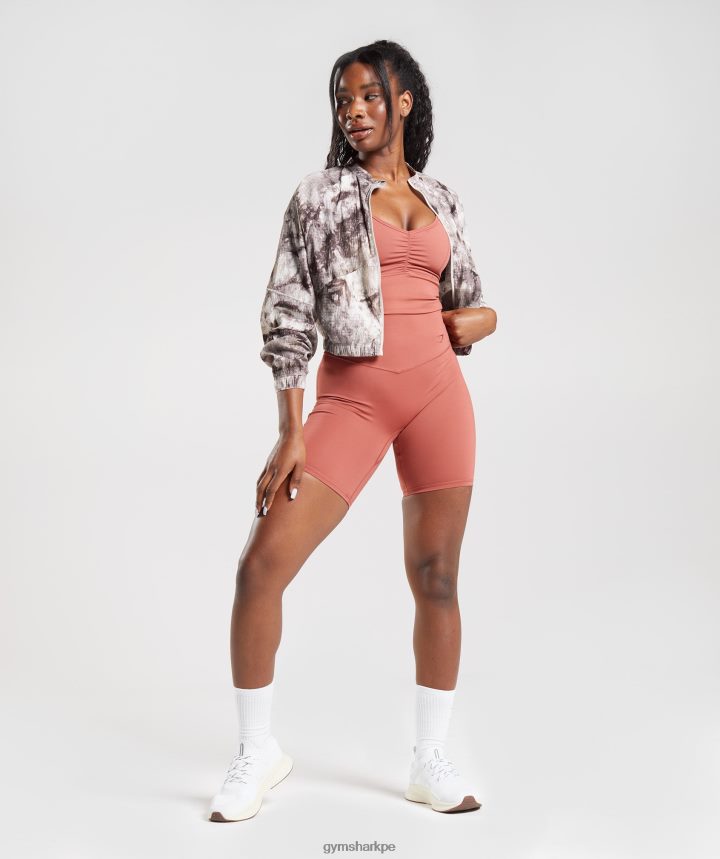 Gymsharkchaqueta tejida elevada mujer tinte en aerosol marrón cemento PFTJ2N367 ropa