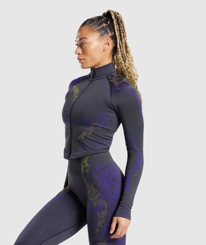 Gymsharkchaqueta wtflex con cremallera mujer negro/morado neptuno/verde reactivo PFTJ2N362 ropa