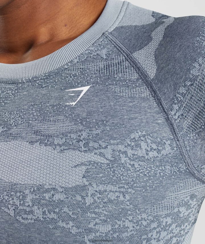 GymsharkAdapt top de camuflaje sin costuras con cordones en la espalda mujer lava | gris piedra de río/azul noche PFTJ2N457 ropa