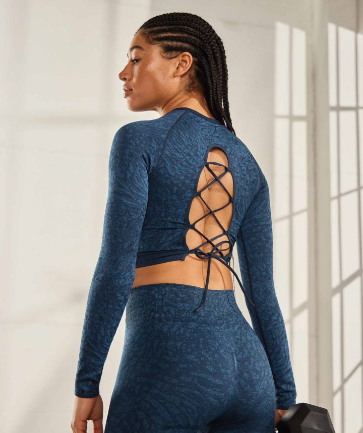 GymsharkTop sin costuras con encaje en la parte posterior de Adapt Animal mujer salvaje | Armada PFTJ2N459 ropa
