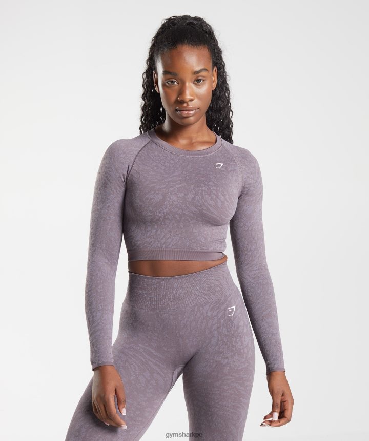 GymsharkTop sin costuras con encaje en la parte posterior de Adapt Animal mujer salvaje | almizcle lila PFTJ2N453 ropa