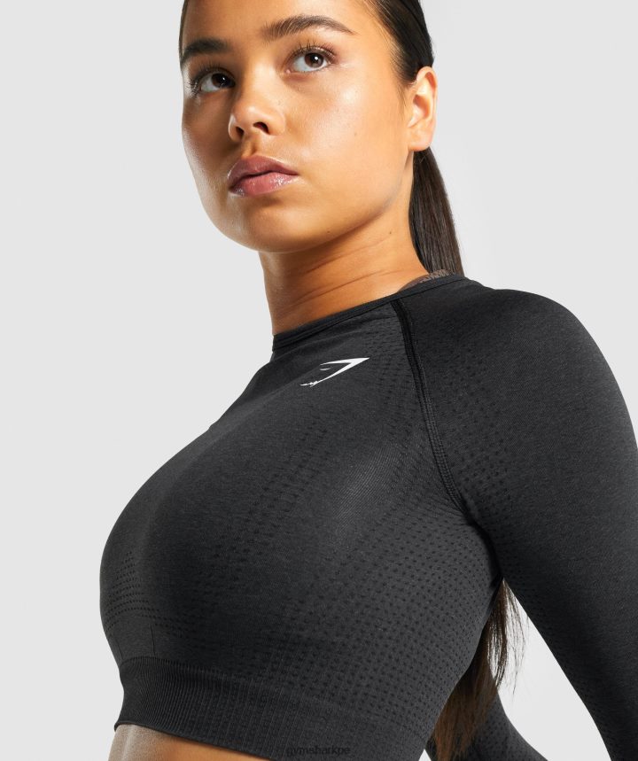 Gymsharktop corto de manga larga sin costuras 2.0 vital mujer marga negra PFTJ2N467 ropa