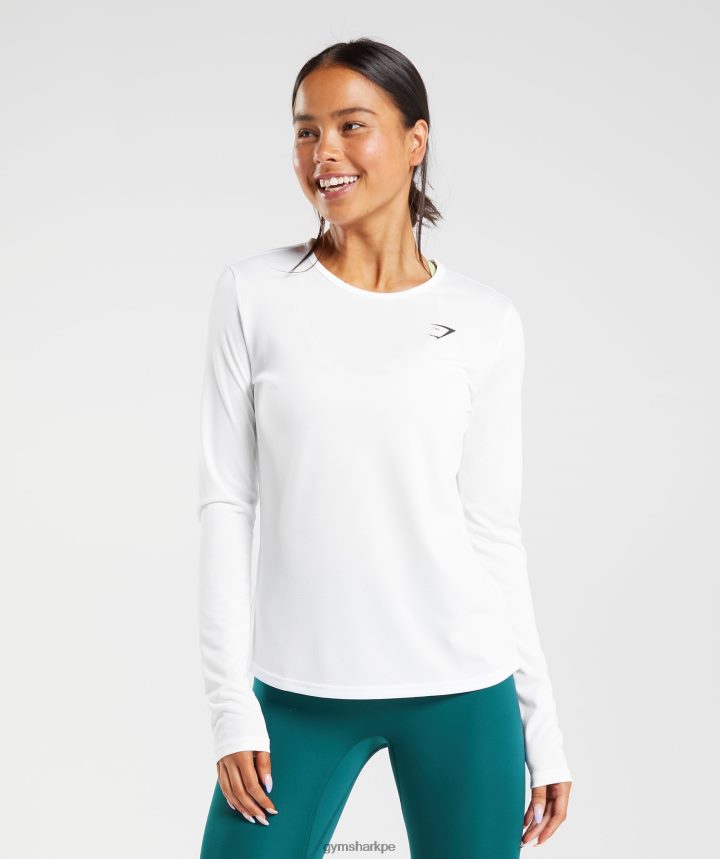 Gymsharktop de entrenamiento de manga larga mujer blanco PFTJ2N493 ropa