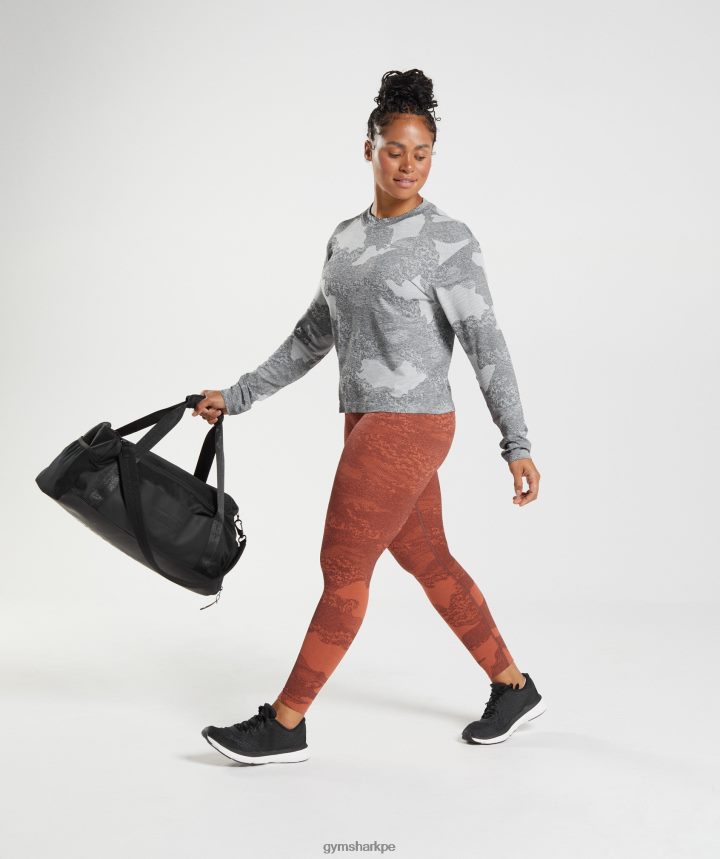 Gymsharktop de manga larga sin costuras Adapt Camo mujer gris claro/negro PFTJ2N465 ropa