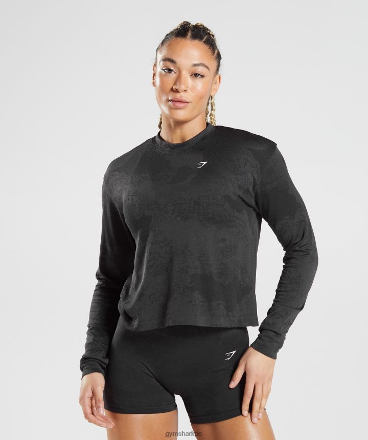 Gymsharktop de manga larga sin costuras Adapt Camo mujer lava | negro PFTJ2N478 ropa
