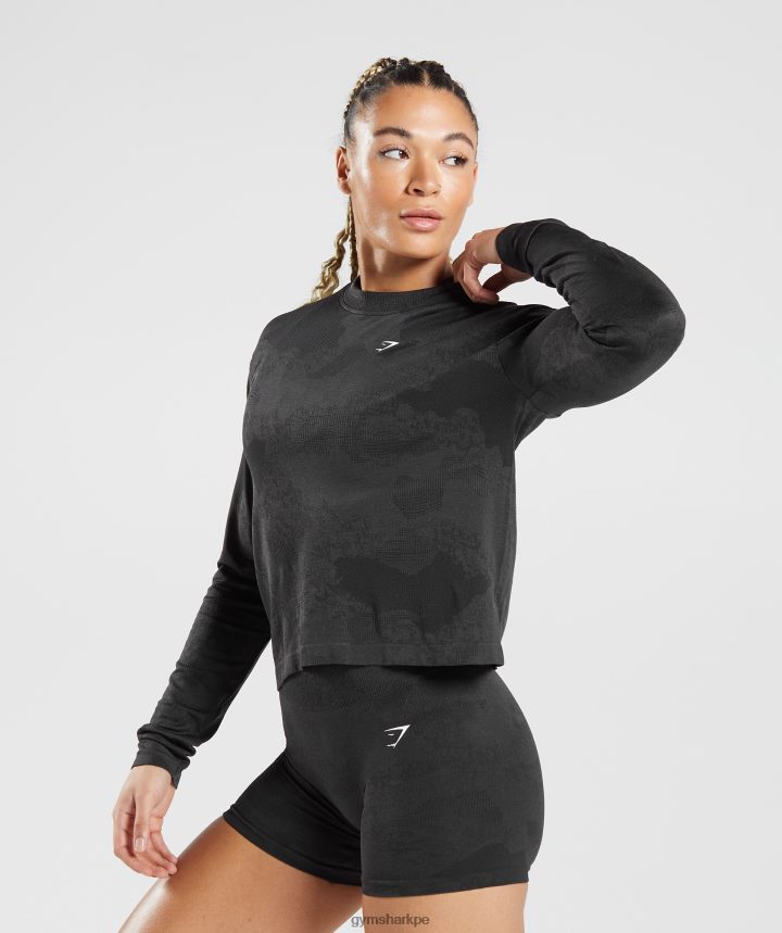 Gymsharktop de manga larga sin costuras Adapt Camo mujer lava | negro PFTJ2N478 ropa