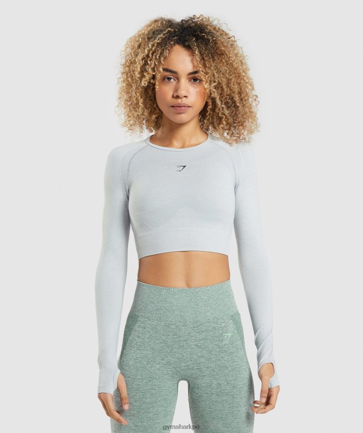 Gymsharktop deportivo flex de manga larga mujer marga gris claro PFTJ2N479 ropa