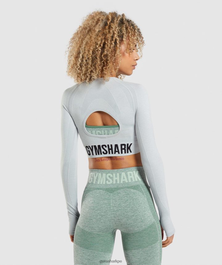 Gymsharktop deportivo flex de manga larga mujer marga gris claro PFTJ2N479 ropa