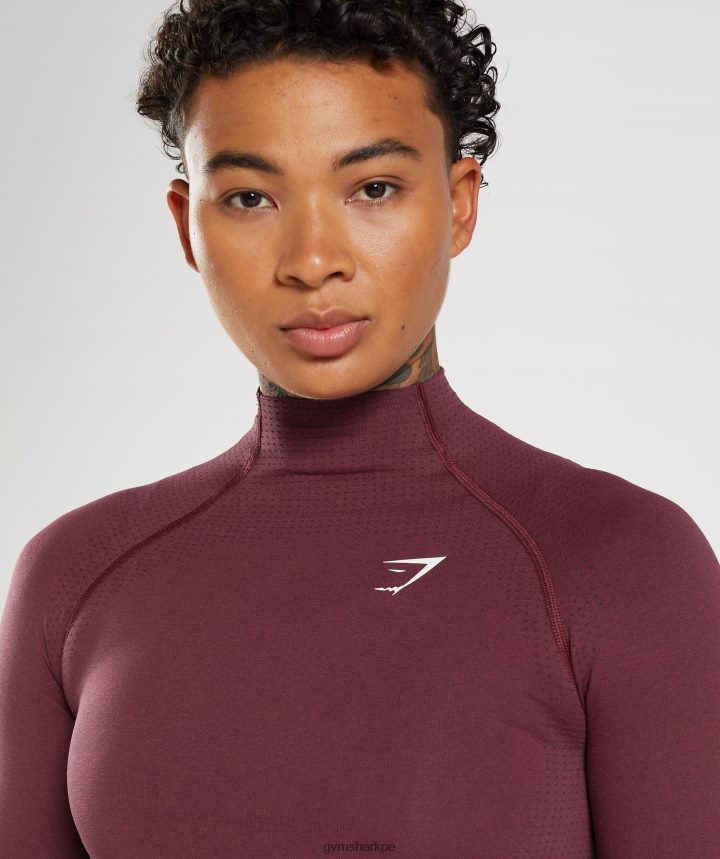 Gymsharktop vital midi sin costuras 2.0 con cuello subido mujer marga granate al horno PFTJ2N471 ropa