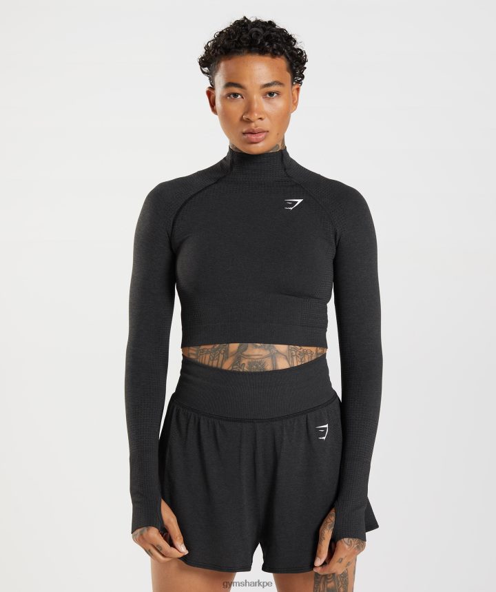 Gymsharktop vital midi sin costuras 2.0 con cuello subido mujer marga negra PFTJ2N438 ropa