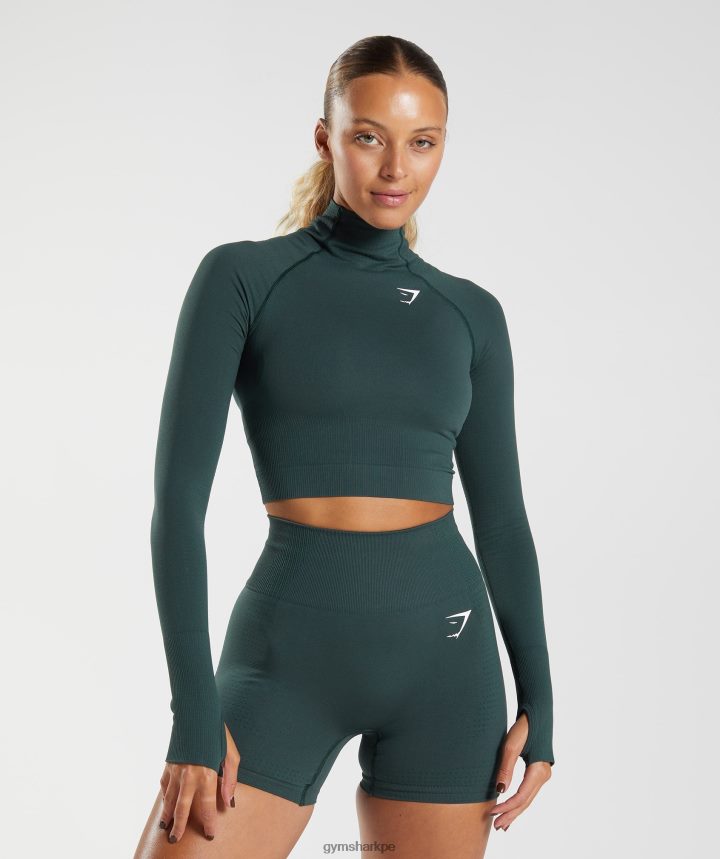 Gymsharktop vital midi sin costuras 2.0 con cuello subido mujer marga verde bosque PFTJ2N432 ropa