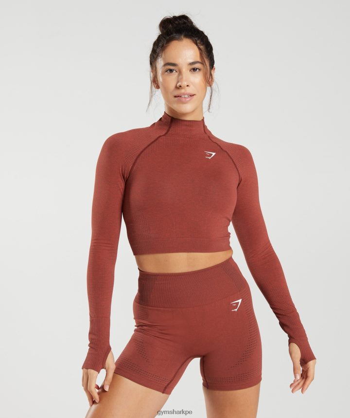 Gymsharktop vital midi sin costuras 2.0 con cuello subido mujer rojo ladrillo PFTJ2N466 ropa