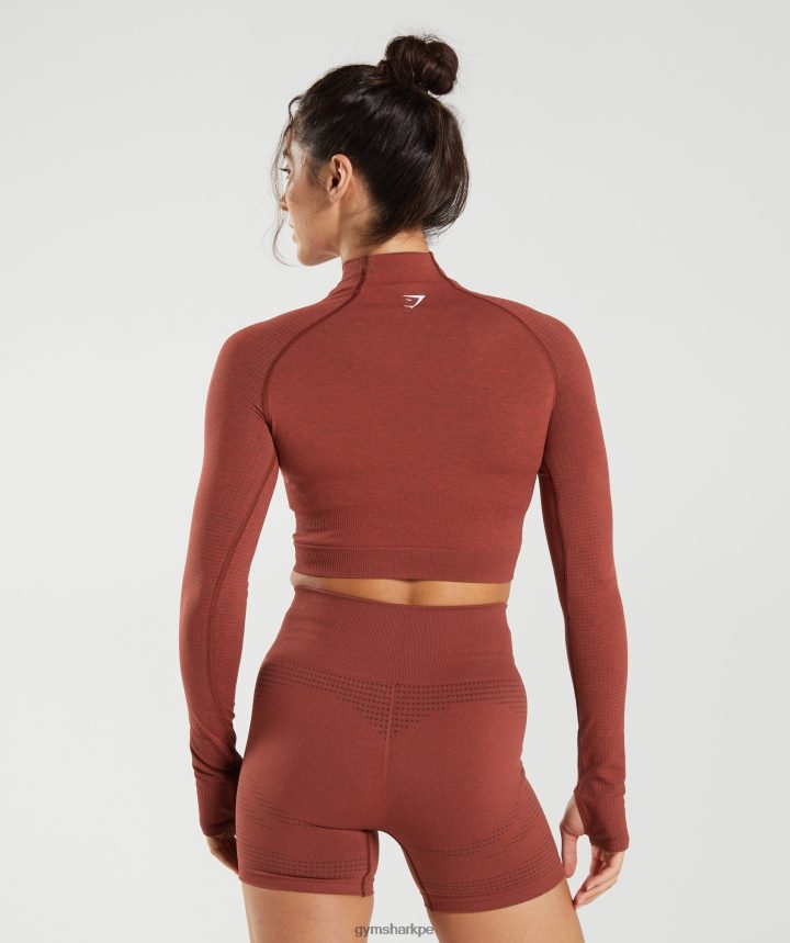 Gymsharktop vital midi sin costuras 2.0 con cuello subido mujer rojo ladrillo PFTJ2N466 ropa
