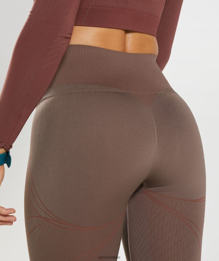 Gymsharkápice leggins sin costuras mujer marrón trufa/marrón cereza PFTJ2N314 ropa