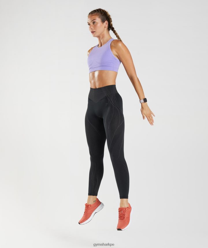 Gymsharkápice leggins sin costuras mujer negro/gris ónix PFTJ2N334 ropa