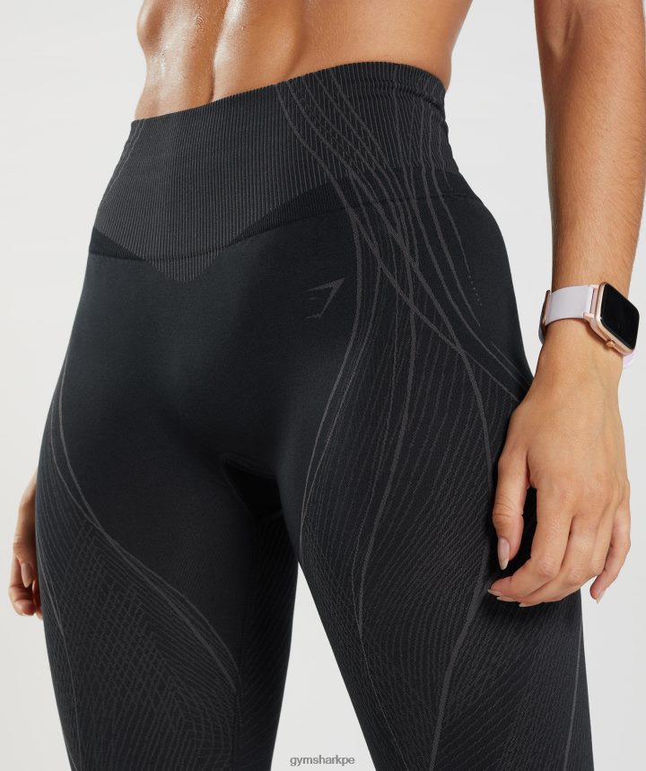 Gymsharkápice leggins sin costuras mujer negro/gris ónix PFTJ2N334 ropa