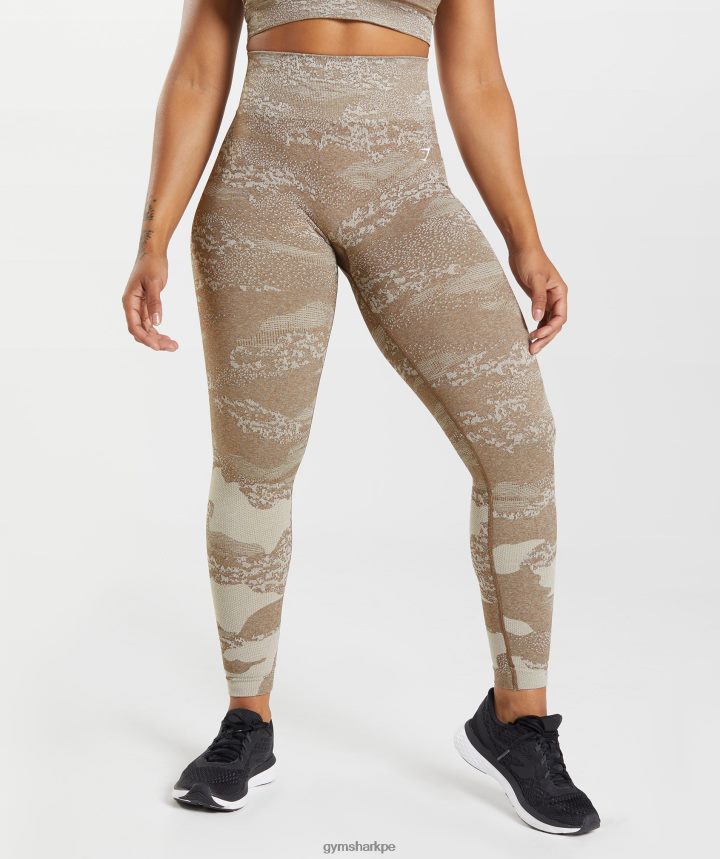 Gymsharkadapt camo leggins sin costuras mujer gris guijarro/marrón alma PFTJ2N325 ropa