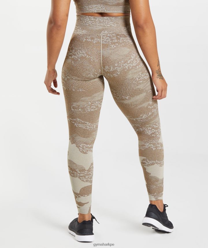Gymsharkadapt camo leggins sin costuras mujer gris guijarro/marrón alma PFTJ2N325 ropa