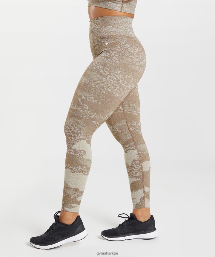 Gymsharkadapt camo leggins sin costuras mujer gris guijarro/marrón alma PFTJ2N325 ropa