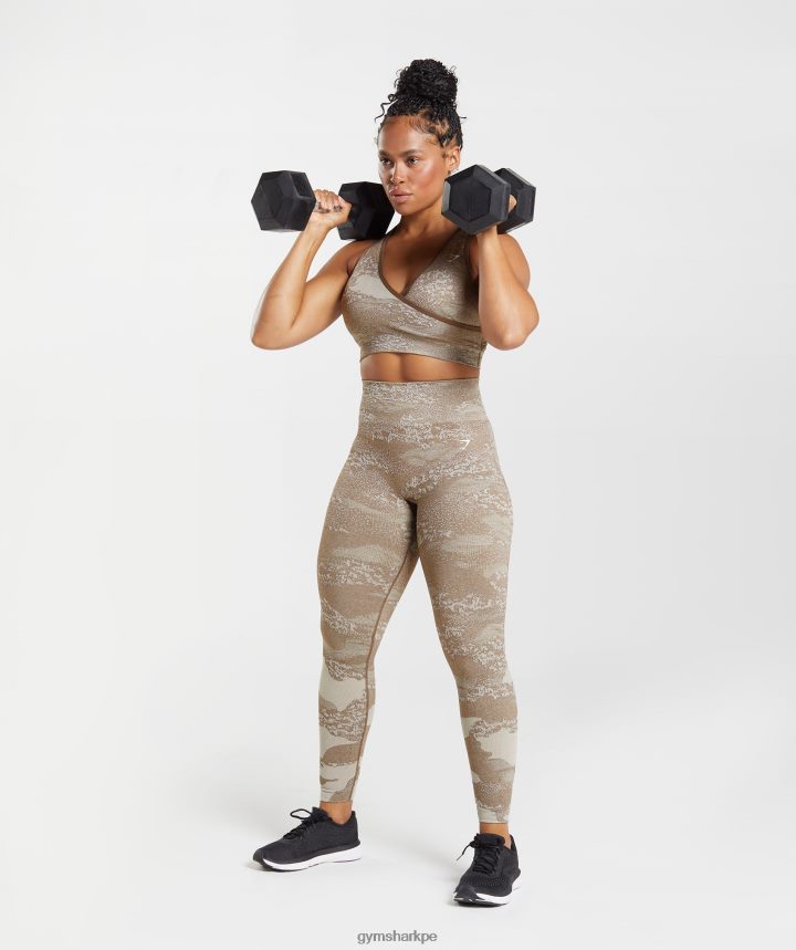 Gymsharkadapt camo leggins sin costuras mujer gris guijarro/marrón alma PFTJ2N325 ropa